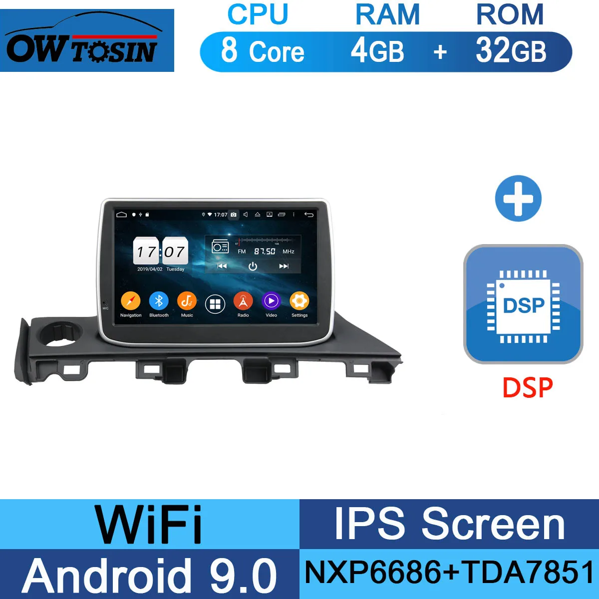" ips 1920*1080 8 ядерный 4 Гб ОЗУ+ 64 Гб ПЗУ Android 9,0 автомобильный dvd-плеер для Mazda 6 III 3 GJ Atenza dzda6 DSP радио gps - Цвет: 32G DSP