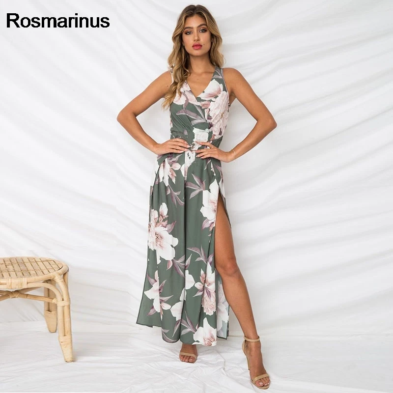 Boho Комбинезоны для женщин 2018 лето с v-образным вырезом на шнуровке бантом спине