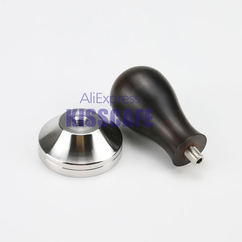 African Black Wood 304 Нержавеющая сталь база деревянная ручка Кофе вскрытия косметическая пудра молотки 41/49/51/53/54/57/57,5/58/58,35 мм Кофе инструменты аксессуары - Цвет: African Black Wood