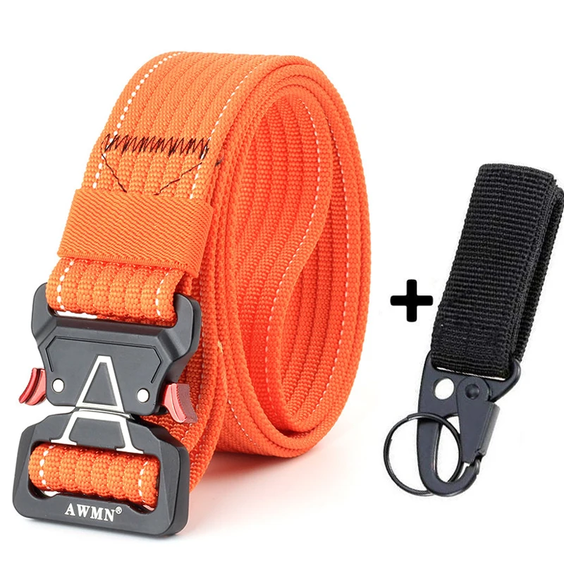 Orange Belt Match Нейлоновый мужской ремень тактический дизайнерский ремень для брюк с металлической пряжкой быстросъемный поясной ремень длинный тренировочный армейский мужской ремень Кобра для рыбалки - Цвет: Orange Belt Match
