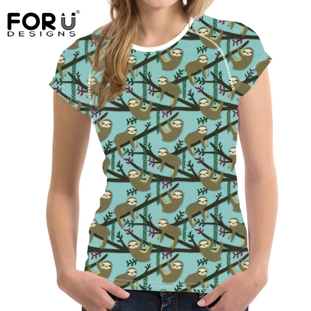 Милая футболка FORUDESIGNS с коротким рукавом для женщин базовая Повседневная круглым