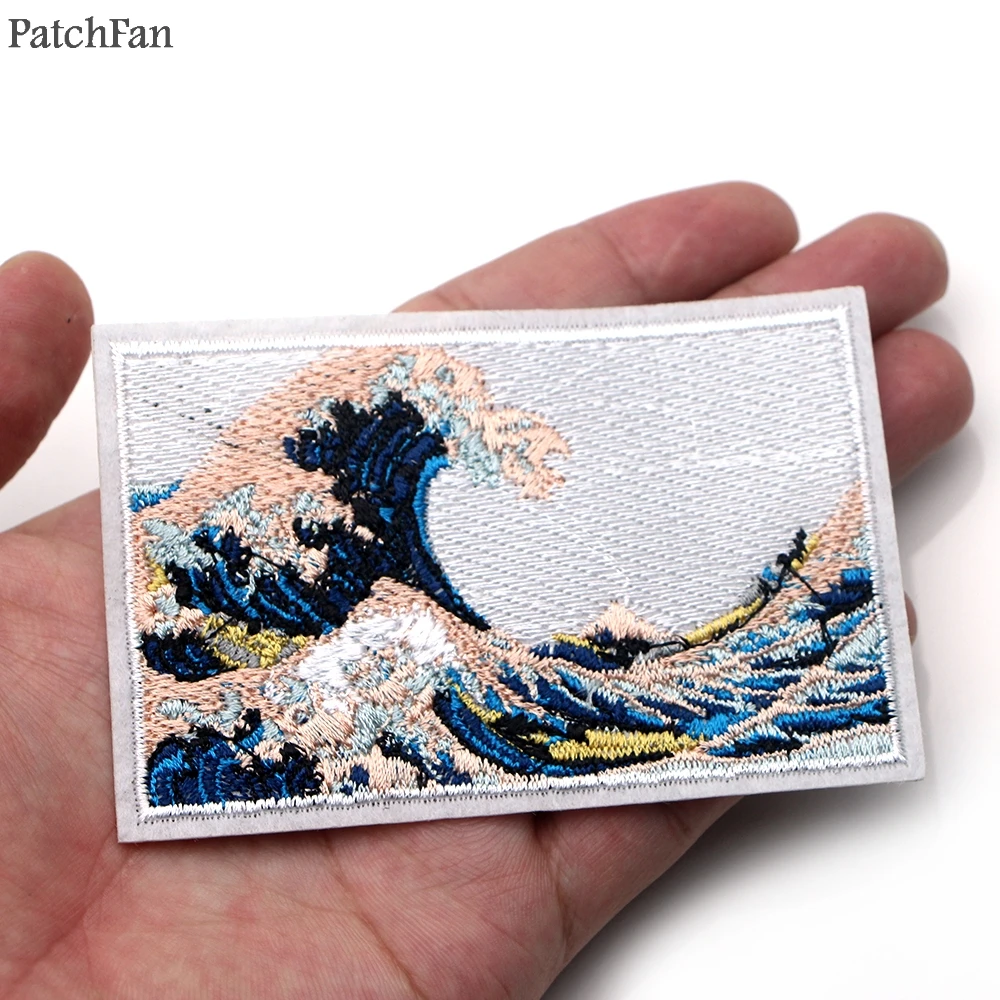 20 шт./лот аппликация Kanagawa с аппликацией Great Wave off наклейки для шитья одежды Значки
