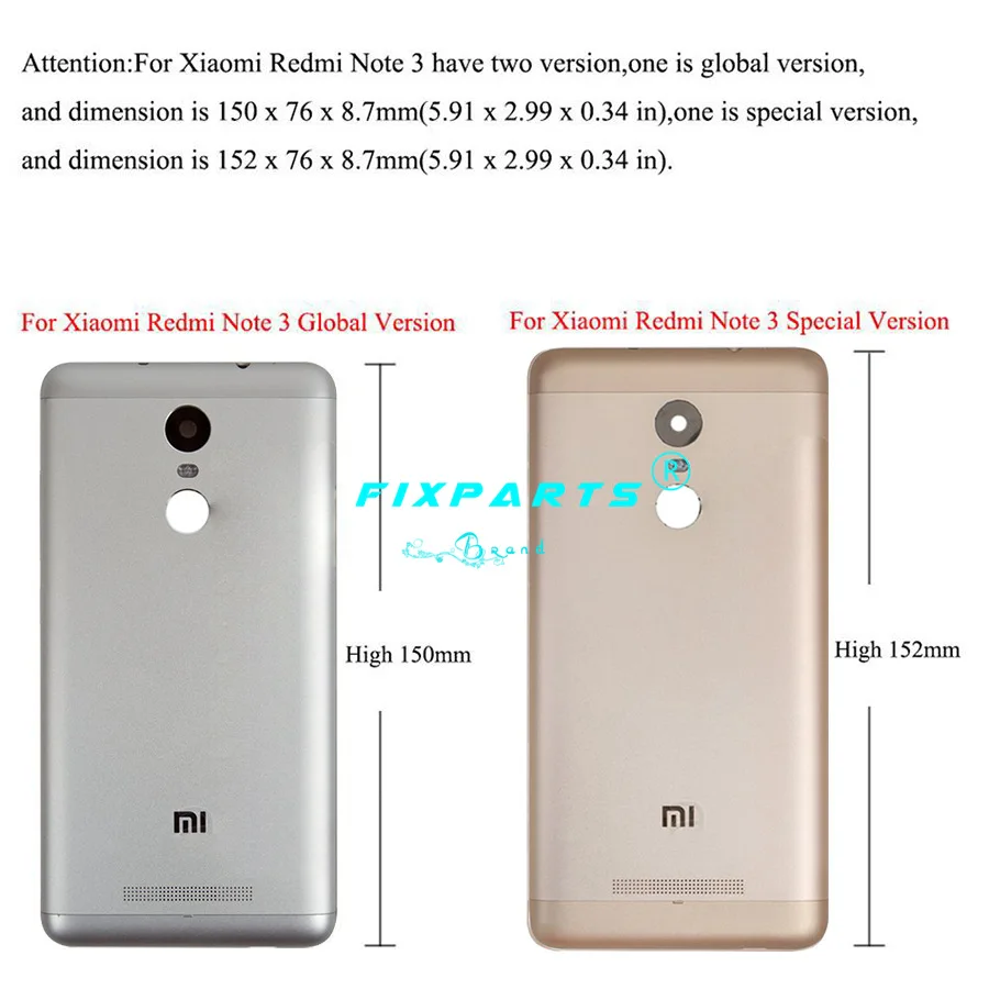Новые Xiaomi Redmi Note 3 150 мм/152 мм Батарея крышка Pro сзади двери корпус случае Глобальный