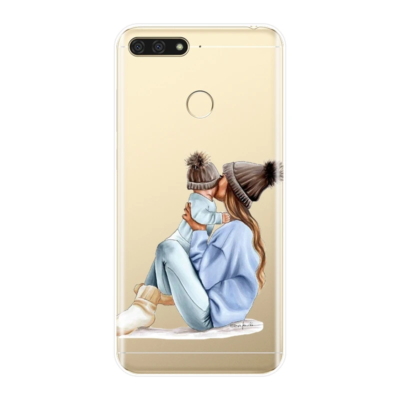 Задняя крышка из ТПУ для Huawei Y5 Y6 Y7 Prime Y9, чехол для телефона для маленькой девочки, женщины, мамы, силиконовый чехол для Huawei Y3 Y5 Y6 Y7 II Pro