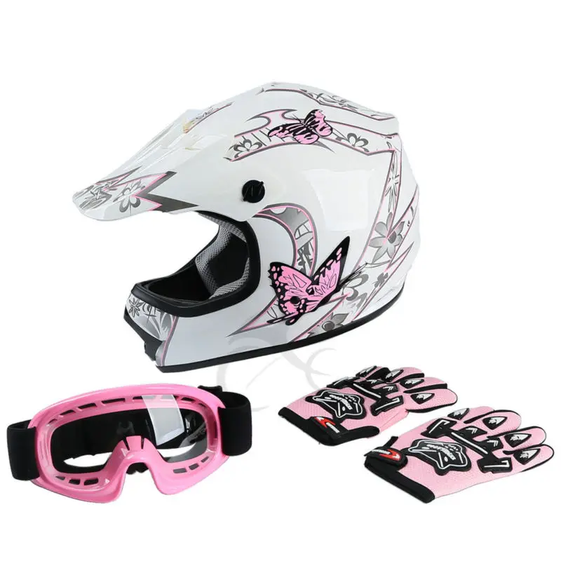 XF270205 pink DOT moto rcycle шлем Молодежный детский Мото Кросс Байк внедорожный уличный шлем очки+ перчатки S/M/L casco moto крест шлем - Цвет: XF270205 pink