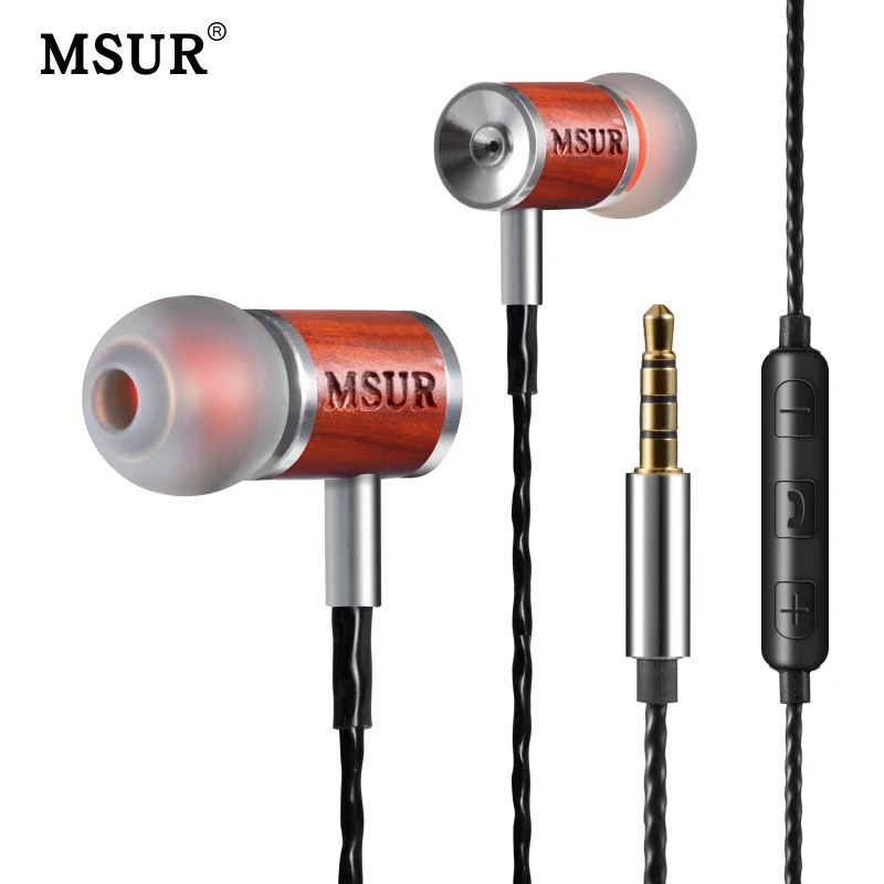 Оригинальные наушники вкладыши MSUR C210i с эффектом дерева бас HIFI деревянный
