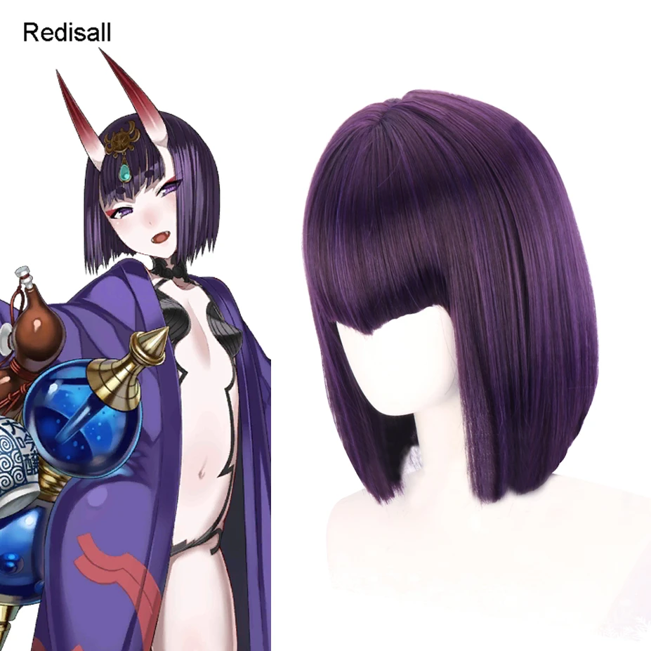 Shuten douji косплей парик Fate Grand Order слуга убийца Фиолетовый Короткие прямые волосы| |