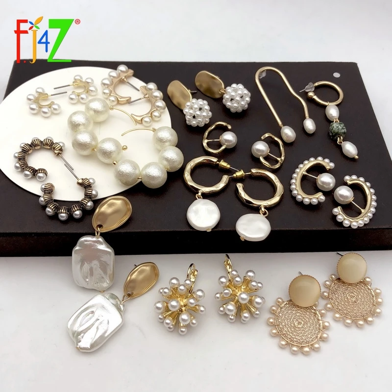 F. J4Z популярные женские серьги с искусственным жемчугом, серьги в стиле барокко с необычным жемчугом, Женские винтажные серьги, вечерние ювелирные изделия