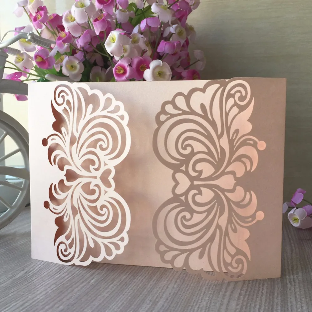 

30Pcs/Lot Laser Cut Birthday Party Invitation Cards Elegant Lace Design Wedding Invitation Cards Greeting Cards