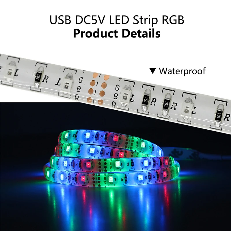 5 в USB светодиодные полосы света RGB съемный светодиодный ТВ фоновое освещение 1 м 2
