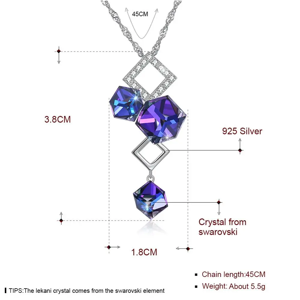 Химические молекулы кулон ожерелья куб фиолетовый белый кристалл от Swarovski