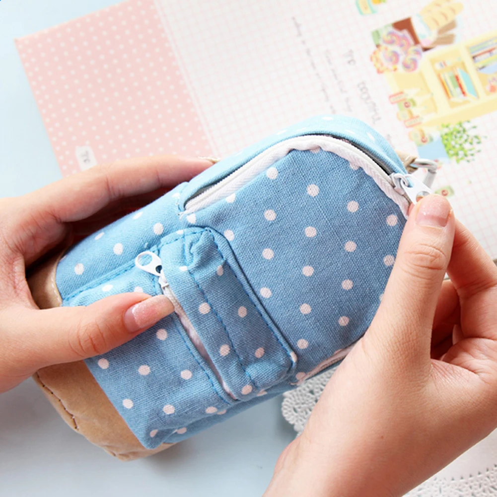 Горошек печати многоцелевой холст студент пенал для детей ручка сумка-монетница