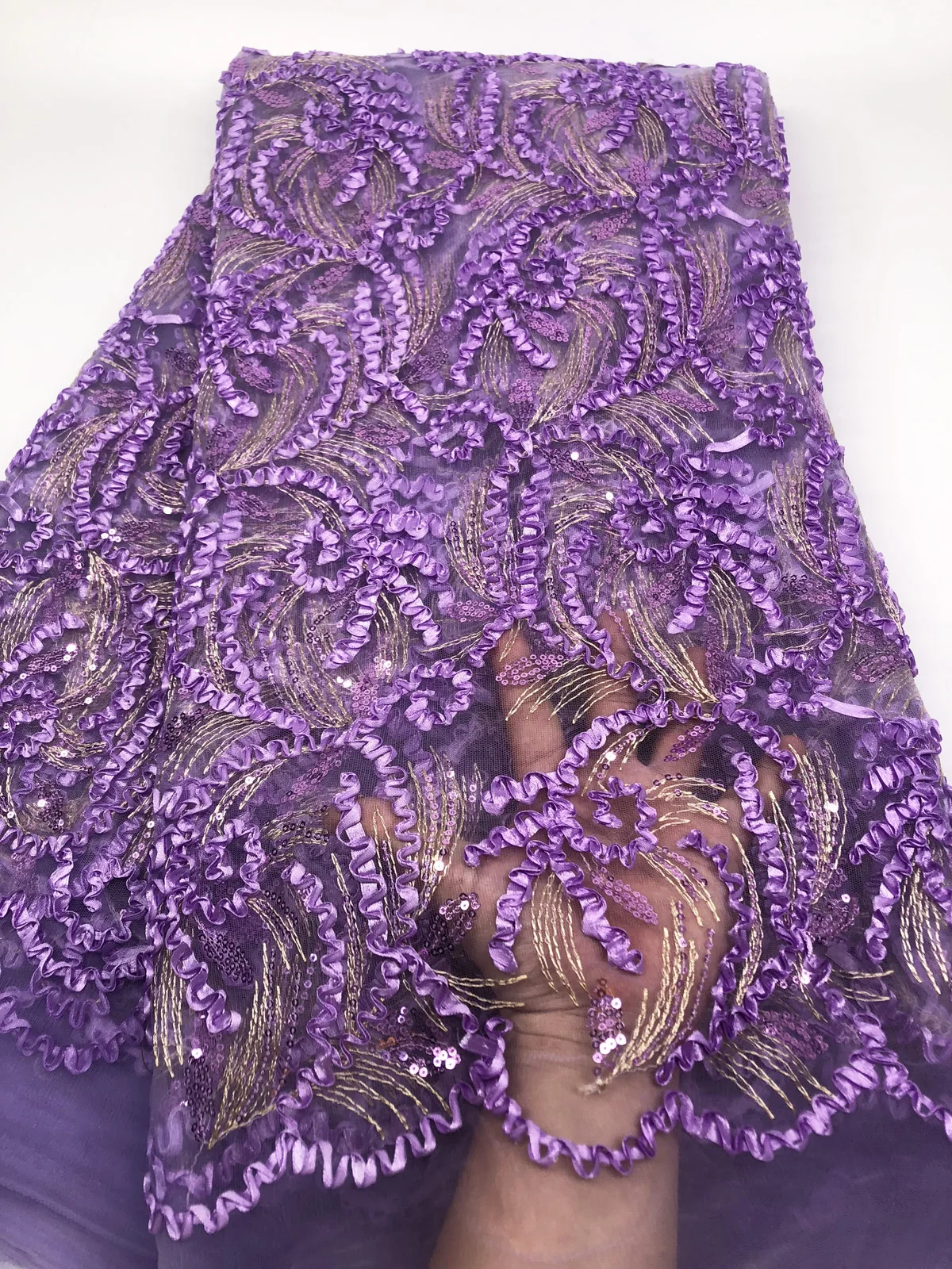 

2018 African Laces Fabrics Embroidered Nigerian Guipure French Cord Lace Fabric High-quality Rose African French Net Lace Fabric