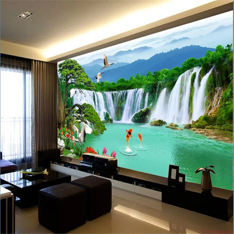 Beibehang ТВ фон обои гостиной диван исследование пейзаж настенное покрытие большой