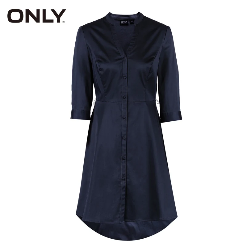 ONLY Brand 2019 NEW fashion V-Neck asymmetrical hem female dress |118107617 | Женская одежда