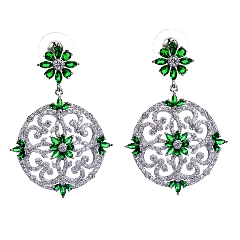 Серьги-подвески с фианитом