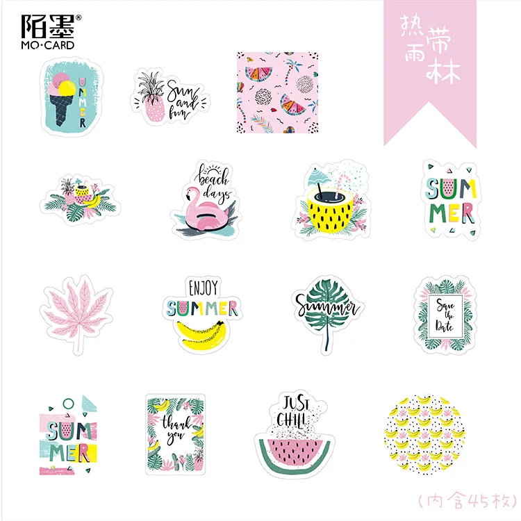 45 шт./кор. мини наклейки серии Rainforest канцелярская этикетка для скрапбукинга