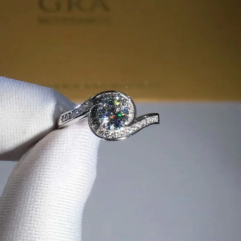 0.5ct карат муассанит обручальные кольца для женщин 925 пробы серебряные кольца с платиновым покрытием D Цвет VVS1 ясность