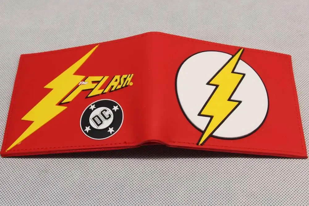 The Flash Двойной Бумажник Супергероя человека-паука, короткий кошелек из ПВХ с героями мультфильмов, держатель для карт и фотографий, кошельки 4,5*3,6 дюйма - Цвет: The Flash