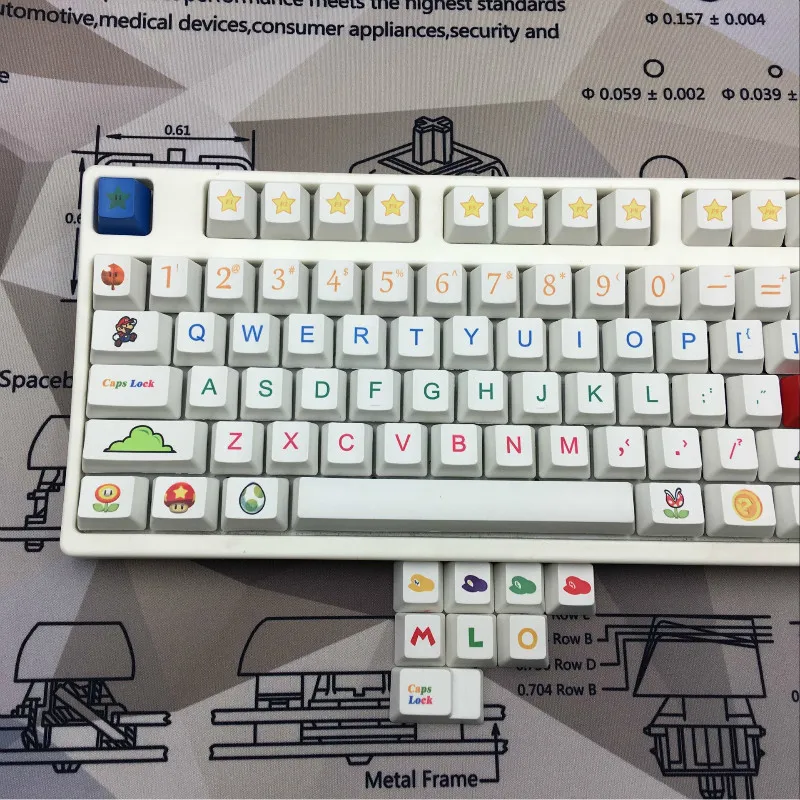 112 шт./упак. OEM высота тепла сублимации ключевой Шапки Super Mario личность Шапки 6.25x Стандартный PBT механическая клавиатура Ключ Шапки