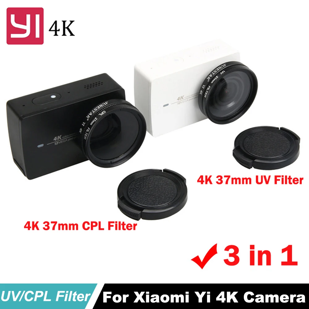 Фильтр для объектива Xiaoyi 37 мм CPL + UV Xiaomi YI 4K Yi 2 Lite Защитная крышка адаптер кольцо