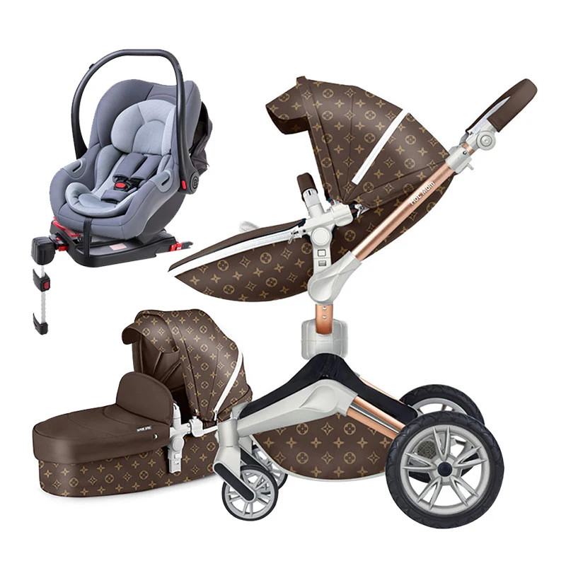 Star and Car seat Горячая мама коляска ISOFIX интерфейс Автомобильное сиденье роскошный 3 в 1 детская коляска 87 см высокий пейзаж светильник коляска - Цвет: Star and Car seat