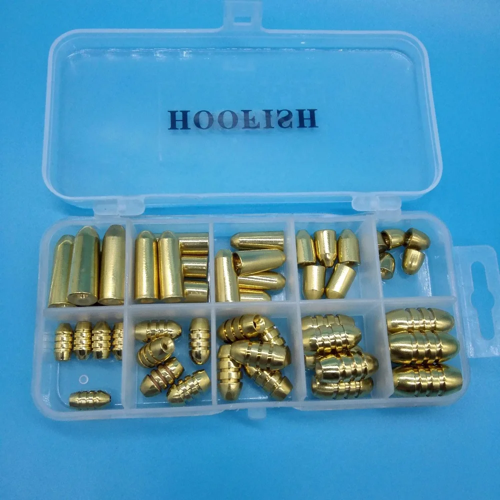 Рыболовные грузила HOOFISH медная в форме пули 50 шт. + 1 коробка 8 г|Наживки для рыбной