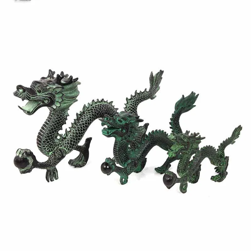 Feng Shui bronze dragon catching beads ornaments lucky home crafts decorative art | Figurines &amp Miniatures