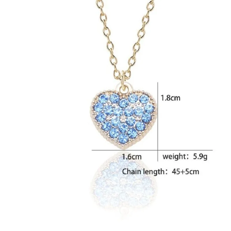 Exquisite fashion simple alloy rhinestone love necklace multi-color full heart DIY heart-shaped cute hanging | Украшения и