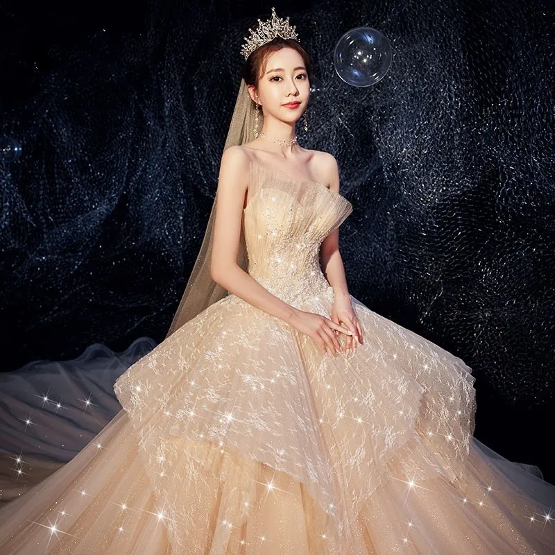 Бальное платье Vivian's Bridal блестящее с блестками и кружевной аппликацией 2019 |