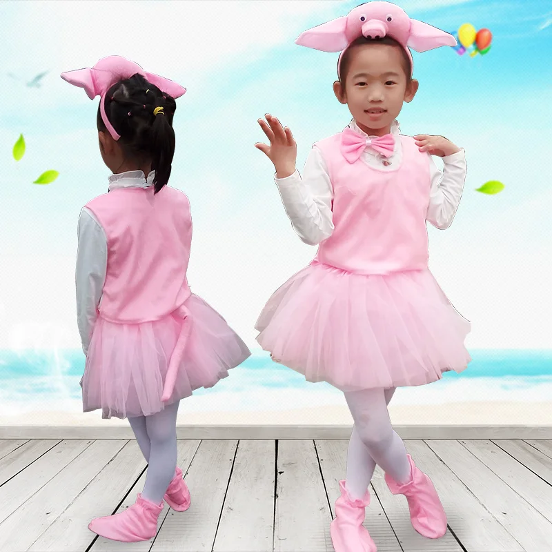 Детский костюм для мальчиков и девочек с мультяшным животным на Хэллоуин розовой