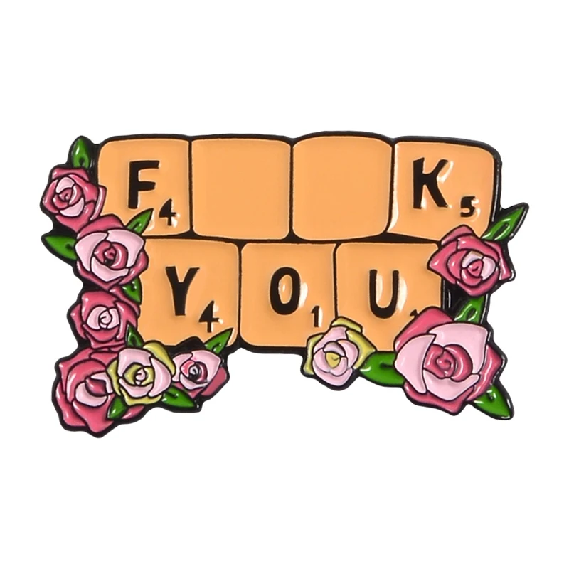 Fk you Ручной работы девушка баннер Эмаль Булавка значок клавиатура бабочка брошь сумка джинсовая рубашка нагрудная булавка романтический цветок ювелирные изделия подарок - Окраска металла: Fk you