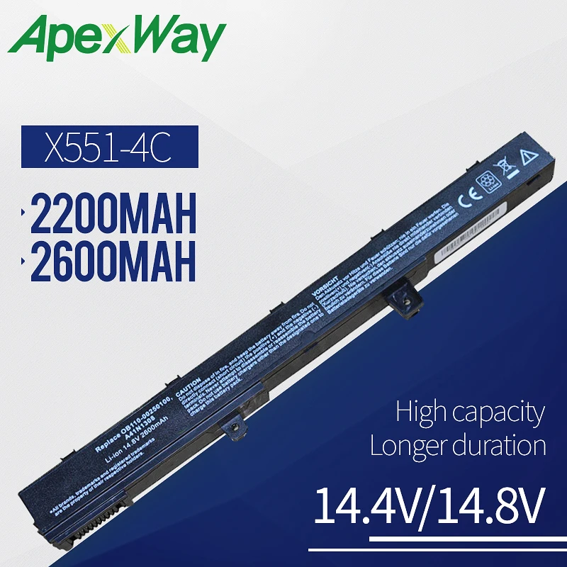 Apexway 14 8 в ноутбука Батарея для Asus X451 X551 X451C X451CA X551C X551CA 0B110 00250100 A41N1308 A31N1319 4