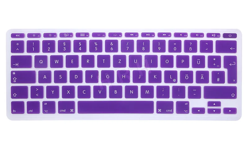 Purple HRH, немецкий язык, немецкие наклейки, силиконовый чехол для клавиатуры, ЕС, Великобритании, защитная пленка для Macbook Air, 11 дюймов, 11,6 дюймов, A1465/A1370 - Цвет: Purple