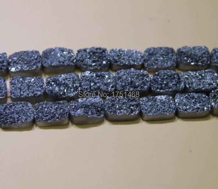 Drusy Druzy Гальваническая плита черный титановый квадрат бриллиант вырезанная
