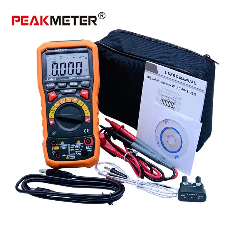 Цифровой мультиметр PEAKMETER PM8236 с автоматическим выбором диапазона и отключением
