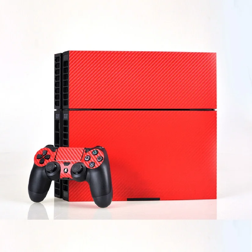 Наклейки для PS4 из красного углеродного волокна наклейки виниловые PlayStation 4 и 2