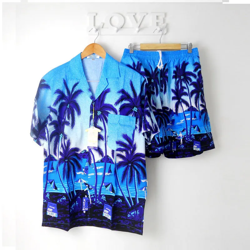 FDWERYNH набор с цветочным принтом для мужчин пляжный костюм отдыха летние рубашки