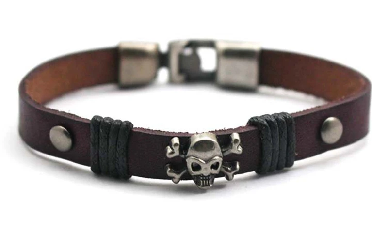 Кожаный плетеный браслет в пиратском стиле ювелирные изделия панк мужские