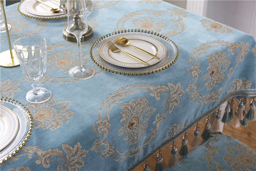 Круглая и прямоугольная скатерть с вышивкой Роскошная жаккардовая кисточками