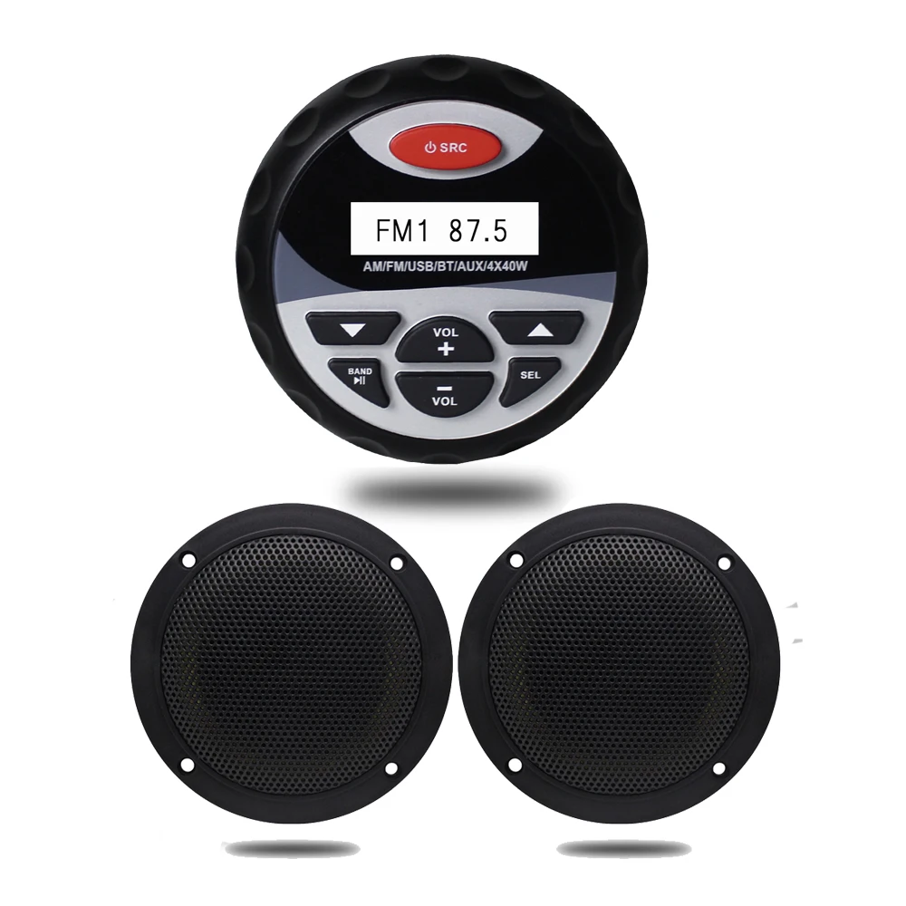 

Waterproof Marine Stereo Bluetooth FM AM Radio MP3 Player + 4'' Marine Boat Waterproof Celling Speaker For Outdoor SPA ATV UTV
