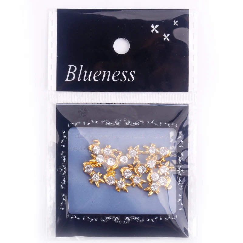 10 шт. Блестящий Золотой персидский кот 3D Стразы для дизайна ногтей украшения на