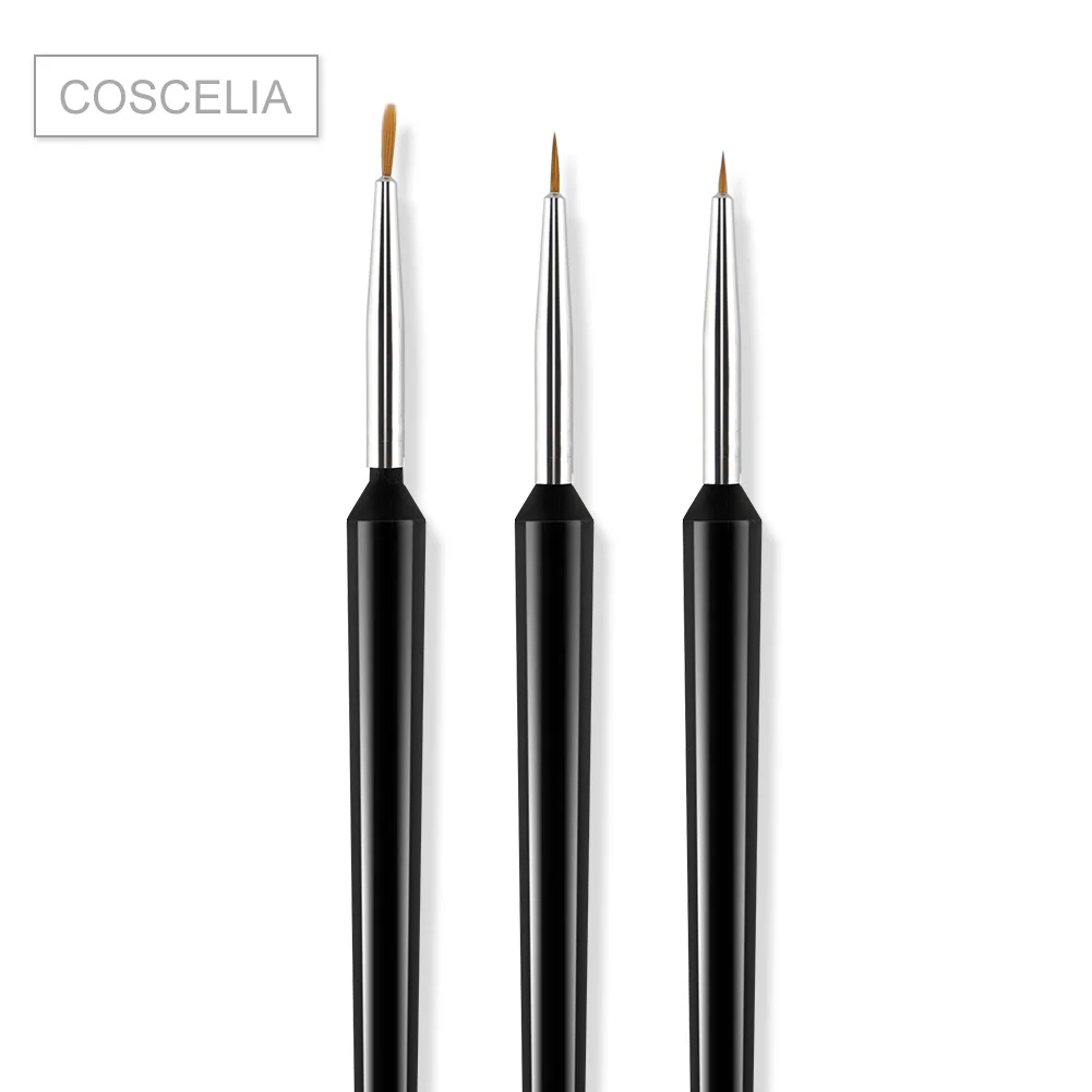 COSCELIA Nail Print Pen Acrylic Nail Kit Art Set UV Gel Brush Nail Art Brushes For Manicure Tool For Nails Tools - Color: 3pc Nail Brush 02