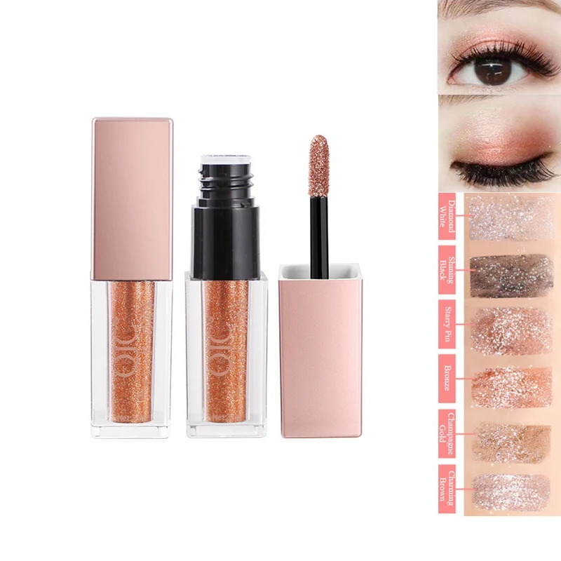 Блестящие очаровательные алмазные жидкие Металлические тени для век с блестящим