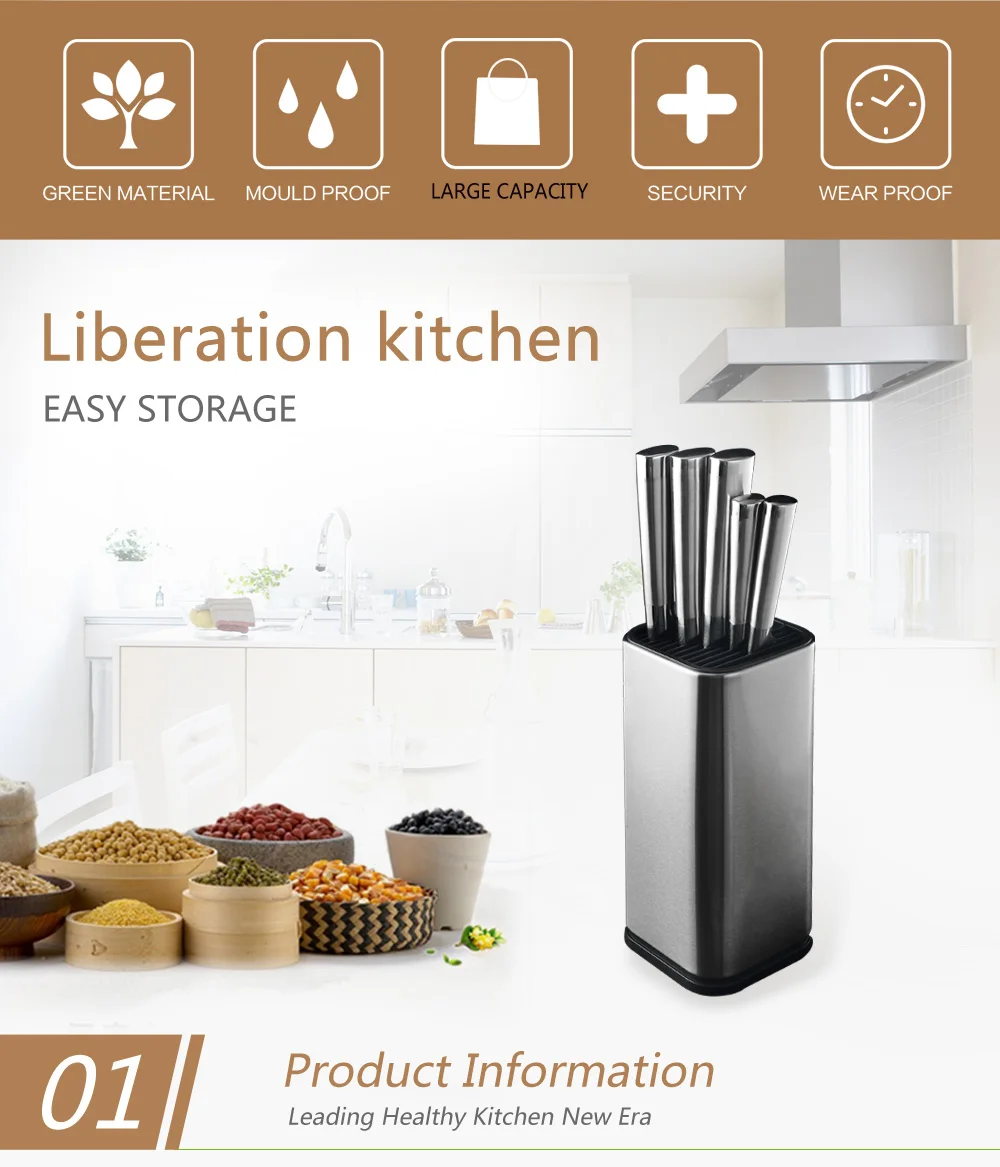 Stainless Steel 8&quot Kitchen Knife Stand Tool Holder Multifunctional Block Sooktops Tube Shelf Chromophous | Дом и сад