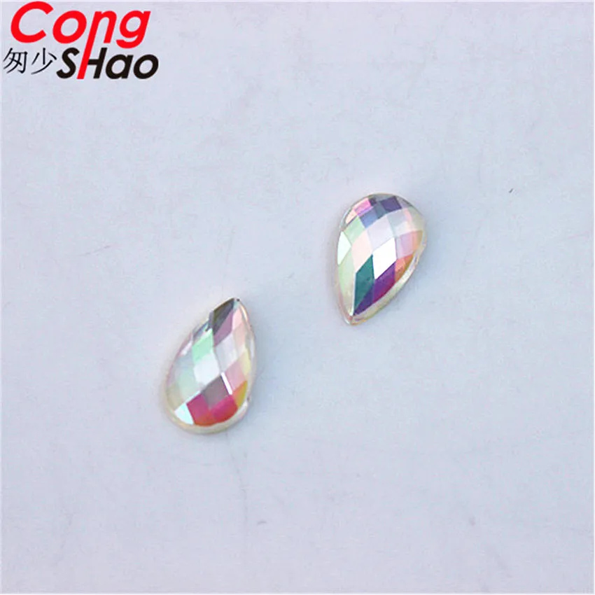 Прозрачные Акриловые стразы Cong Shao 500 шт. 6*10 мм прозрачные AB с плоской задней