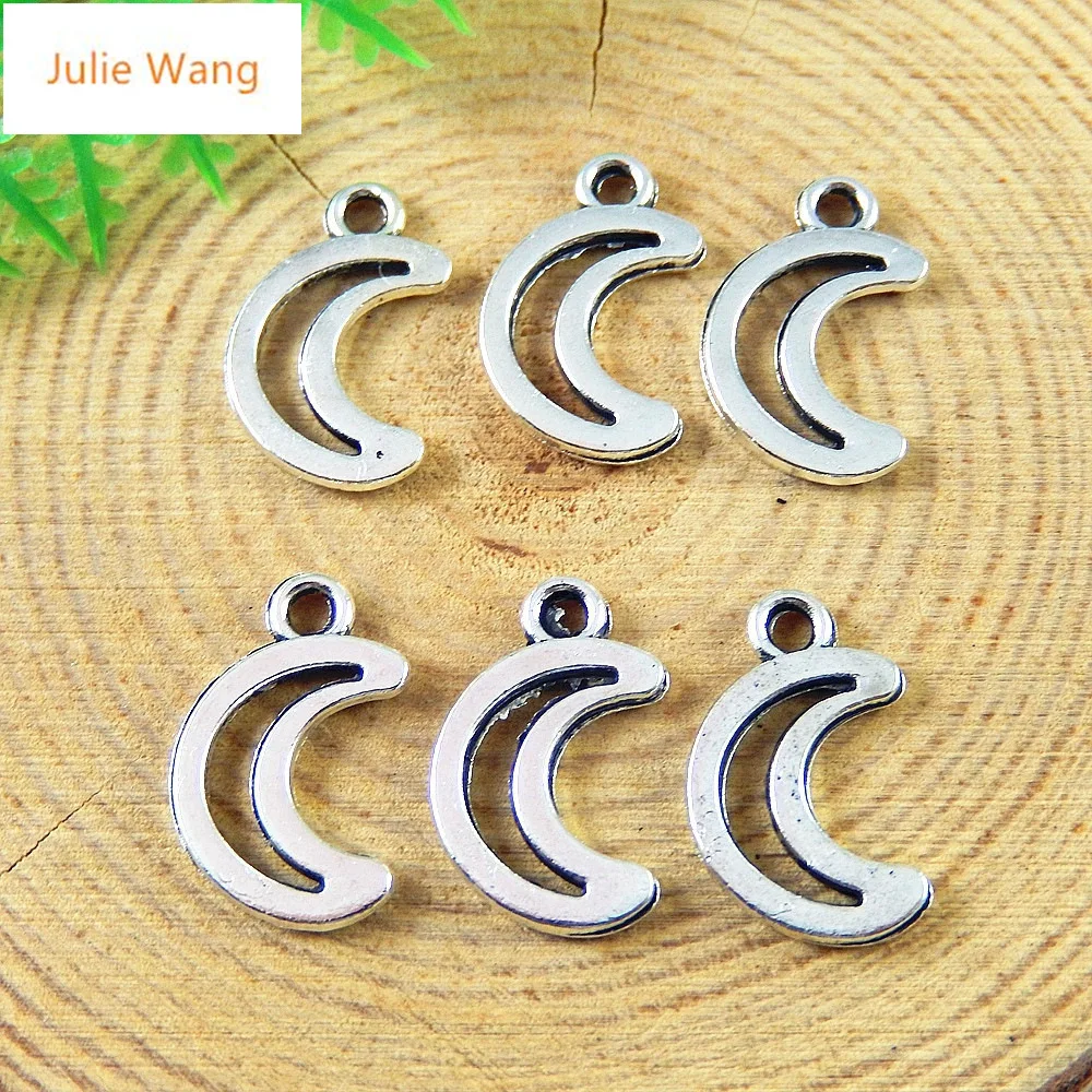 Julie Wang 50 шт. Мини Серебряный цвет сплав полумесяц Подвески кулон ручной работы