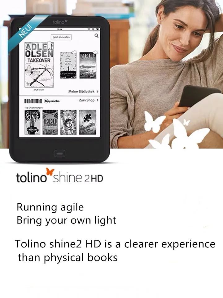 Встроенный светильник из устройства для чтения электронных книг Wi Fi Tolino Shine2 HD e ink