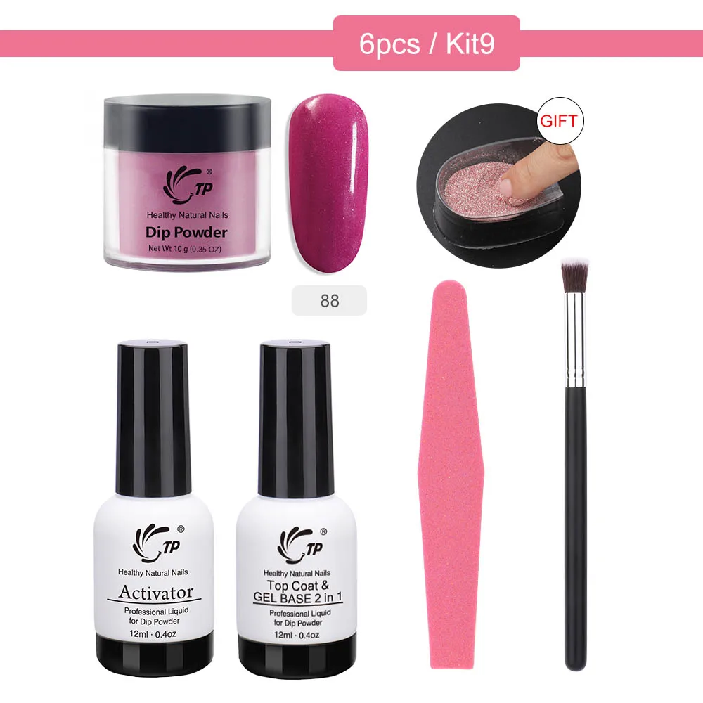 TP 6 шт./лот набор окунания пудра для ногтей Французский маникюр блестящий порошок