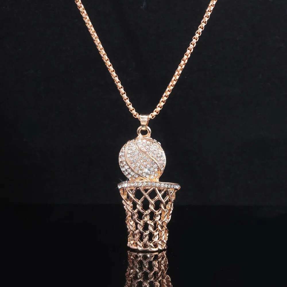 CiNily Баскетбол Iced Out микро золото и серебро цвет кулон хип хоп цепь тон 24 дюйма